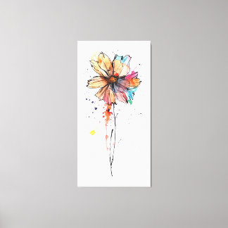 Farbige abstrakte Aquarellmalerei auf Blume Leinwanddruck