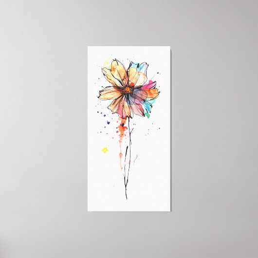 Farbige abstrakte Aquarellmalerei auf Blume Leinwanddruck (Vorderseite)