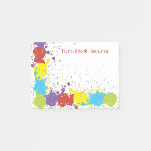 Farbige Abstrakte Art Paint Spatter Hinweis Post-it Klebezettel (Vorderseite)