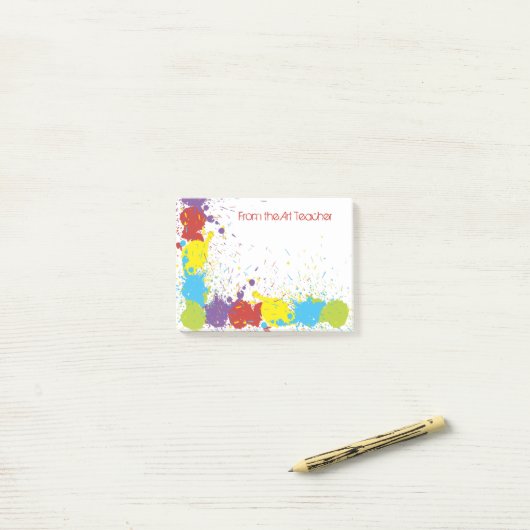 Farbige Abstrakte Art Paint Spatter Hinweis Post-it Klebezettel (Auf Schreibtisch)