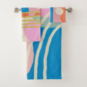 Farbige Abstrakte Bio Formen Lines Boho Style Badhandtuch Set (Insitu)