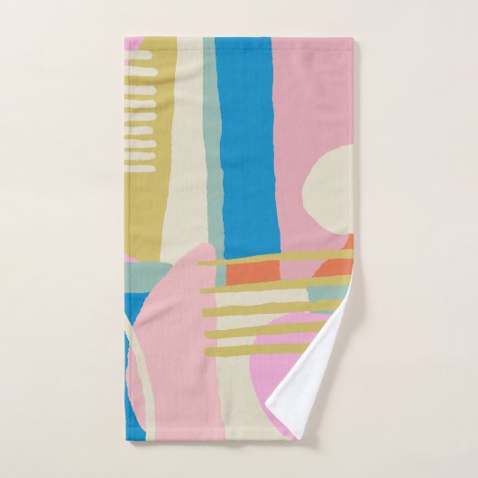 Farbige Abstrakte Bio Formen Lines Boho Style Badhandtuch Set (Handtuch)