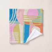 Farbige Abstrakte Bio Formen Lines Boho Style Badhandtuch Set (Waschlappen)