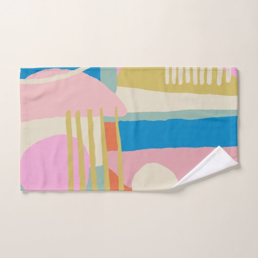 Farbige Abstrakte Bio Formen Lines Boho Style Badhandtuch Set (Handtuch)