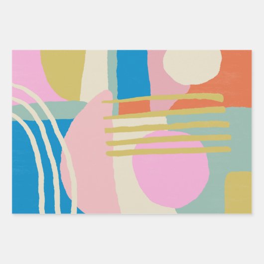 Farbige Abstrakte Bio Formen Lines Boho Style Geschenkpapier Set (Vorderseite 3)