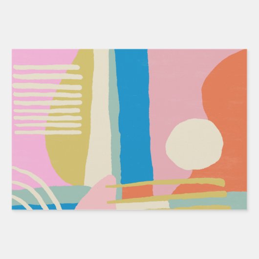 Farbige Abstrakte Bio Formen Lines Boho Style Geschenkpapier Set (Vorderseite 2)