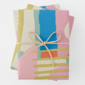 Farbige Abstrakte Bio Formen Lines Boho Style Geschenkpapier Set (Beispiel)