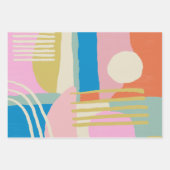 Farbige Abstrakte Bio Formen Lines Boho Style Geschenkpapier Set (Vorderseite)