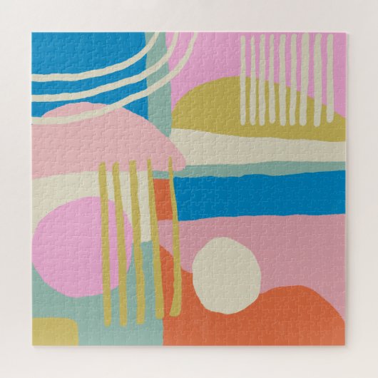 Farbige Abstrakte Bio Formen Lines Boho Style Puzzle (Horizontal)