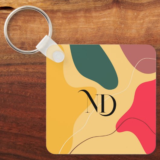 Farbige abstrakte Bio Formen, moderner Hintergrund Schlüsselanhänger (Vorderseite)