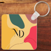 Farbige abstrakte Bio Formen, moderner Hintergrund Schlüsselanhänger (Rückseite)