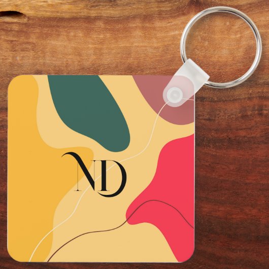 Farbige abstrakte Bio Formen, moderner Hintergrund Schlüsselanhänger (Rückseite)