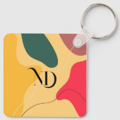 Farbige abstrakte Bio Formen, moderner Hintergrund Schlüsselanhänger (Rückseite)