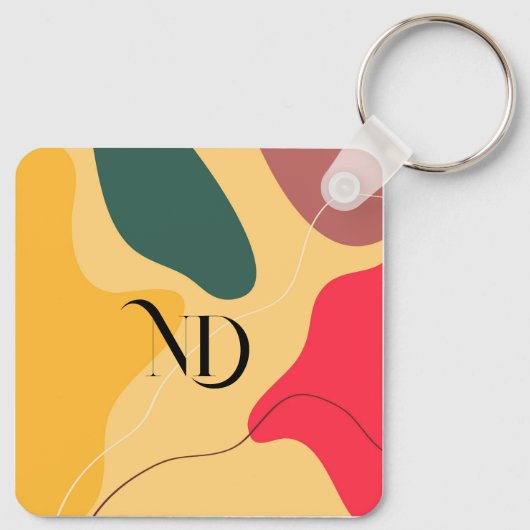Farbige abstrakte Bio Formen, moderner Hintergrund Schlüsselanhänger (Rückseite)