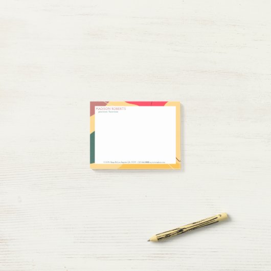 Farbige abstrakte Bio Formen Post-it Klebezettel (Auf Schreibtisch)