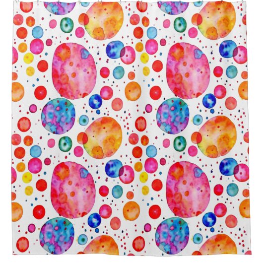 Farbige Abstrakte Blasen Wasserfarbe Duschvorhang (Vorderseite)