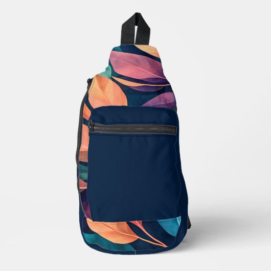 Farbige abstrakte Blätter Crossbody Bag (Vorderseite)