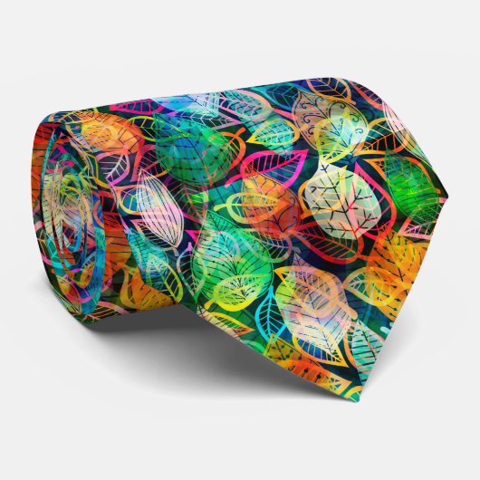 Farbige, Abstrakte Blätter Krawatte (Gerollt)