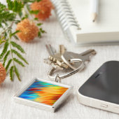 Farbige Abstrakte Blauer Orangenflare Schlüsselanhänger (Seite)