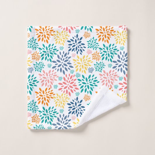 Farbige abstrakte Blume Badhandtuch Set (Waschlappen)