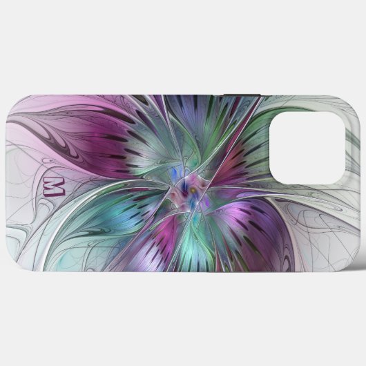 Farbige Abstrakte Blume Blumenmuster-Fraktal-Monog Case-Mate iPhone Hülle (Rückseite (Horizontal))