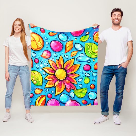 Farbige abstrakte Blume Fleecedecke (Beispiel)