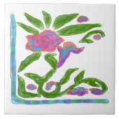 Farbige Abstrakte Blume Fliese (Vorderseite)