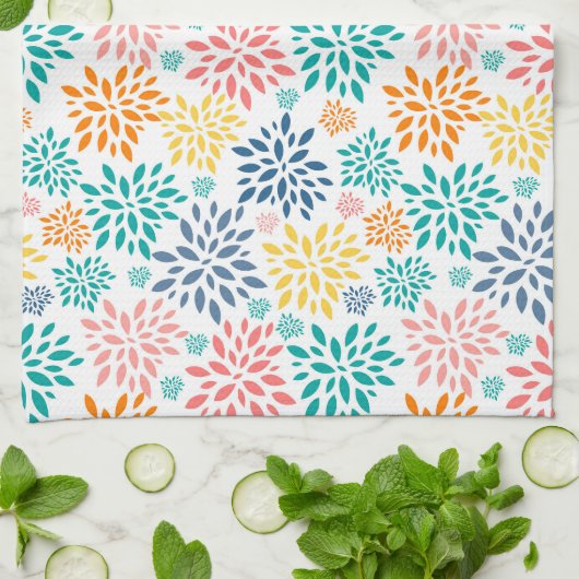 Farbige abstrakte Blume Geschirrtuch (Gefaltet)