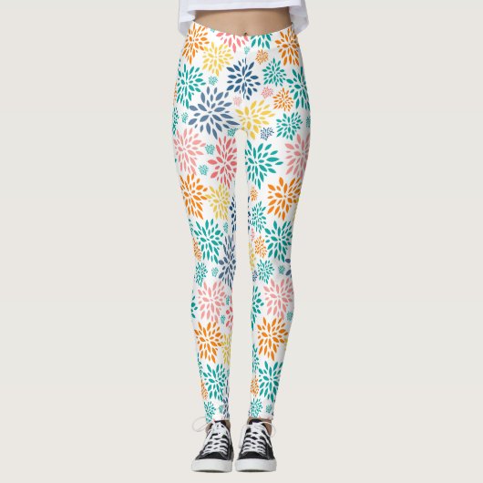 Farbige abstrakte Blume Leggings (Vorderseite)