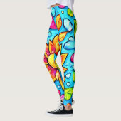 Farbige abstrakte Blume Leggings (Links)
