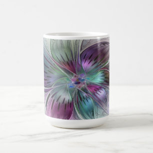 Farbige abstrakte Blume moderne Floral-Fraktal-Kun Kaffeetasse