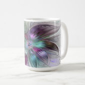 Farbige abstrakte Blume moderne Floral-Fraktal-Kun Kaffeetasse (VorderseiteRechts)