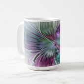 Farbige abstrakte Blume moderne Floral-Fraktal-Kun Kaffeetasse (Vorderseite Links)