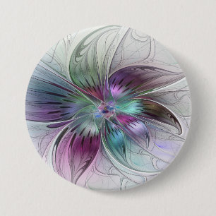 Farbige abstrakte Blume moderne florale Fractal-Ku Button