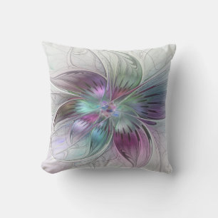 Farbige abstrakte Blume moderne florale Fractal-Ku Kissen