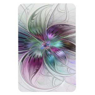 Farbige abstrakte Blume moderne florale Fractal-Ku Magnet