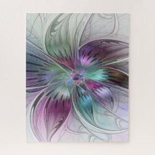 Farbige abstrakte Blume moderne florale Fractal-Ku Puzzle