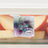 Farbige Abstrakte Blume Modernes Fraktal Name Etiketten (Befestigt)