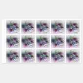 Farbige Abstrakte Blume Modernes Fraktal Name Etiketten (Blatt)