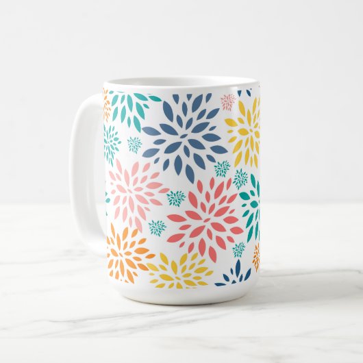 Farbige abstrakte Blume Muster Stativlampe Kaffeetasse (Vorderseite Links)