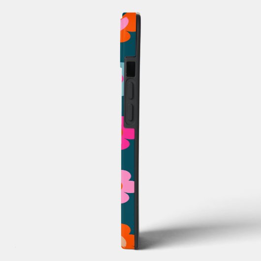 Farbige Abstrakte Blume Navy Blue Retro Floral Case-Mate iPhone Hülle (Rückseite / Links)