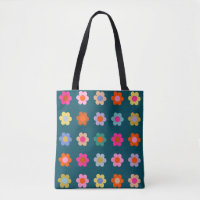 Farbige Abstrakte Blume Navy Blue Retro Floral