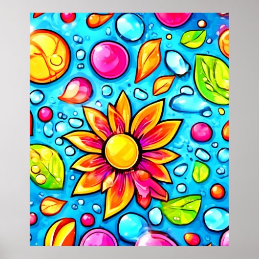 Farbige abstrakte Blume Poster (Vorne)