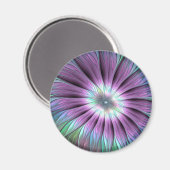 Farbige Abstrakte Blume Rosa blaues grünes Fraktal Magnet (Vorderseite/Rückseite)
