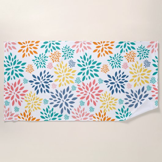 Farbige abstrakte Blume Strandtuch (Vorderseite)