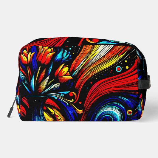 Farbige Abstrakte Blume Waschbeutel (Rückseite)