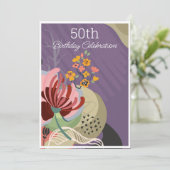 Farbige Abstrakte Blume zum Geburtstag Einladung (Stehend Vorderseite)