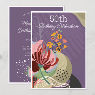 Farbige Abstrakte Blume zum Geburtstag Einladung