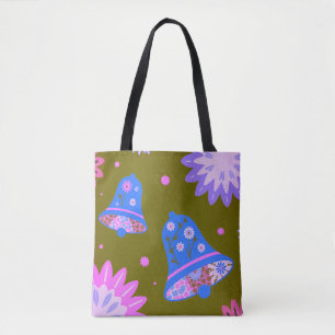 Farbige abstrakte Blumen-Tasche in Lila und Blau Tasche