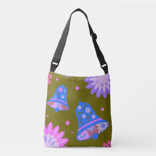 Farbige abstrakte Blumen-Tasche in Lila und Blau Tragetaschen Mit Langen Trägern